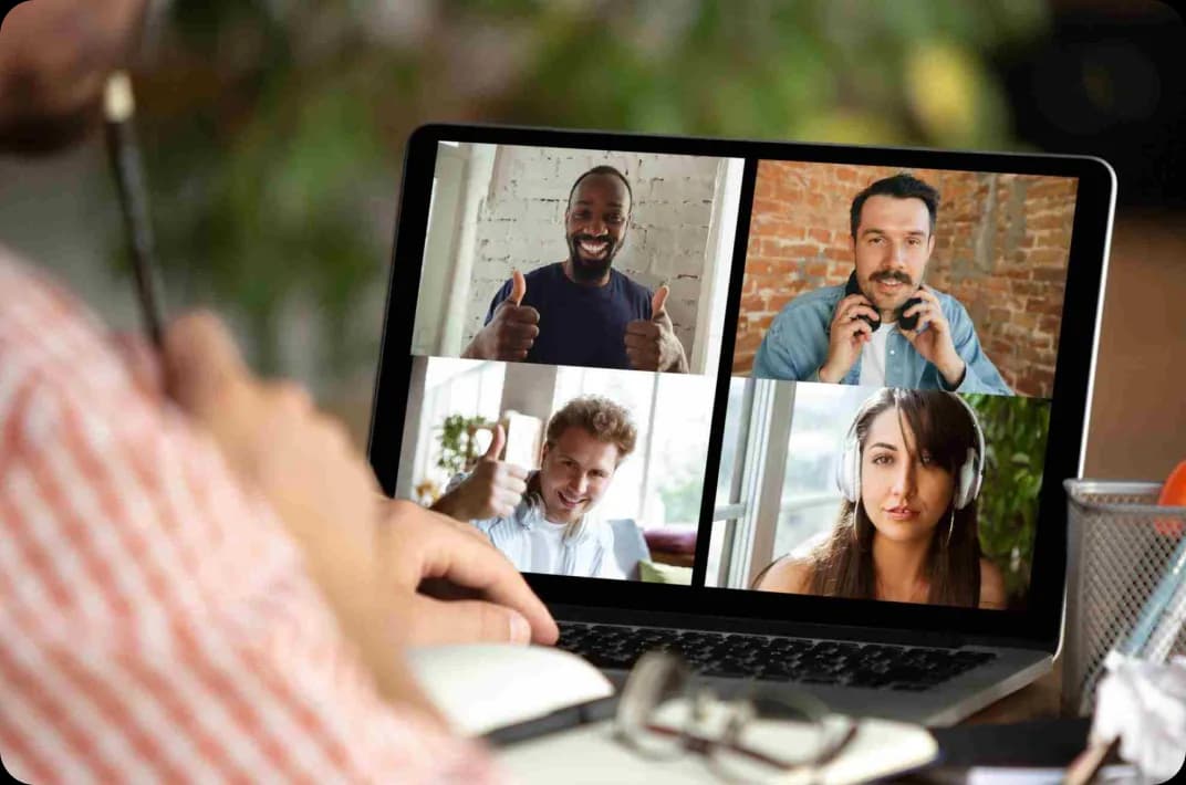 six2eight team conducting a remote video consultation call on a laptop